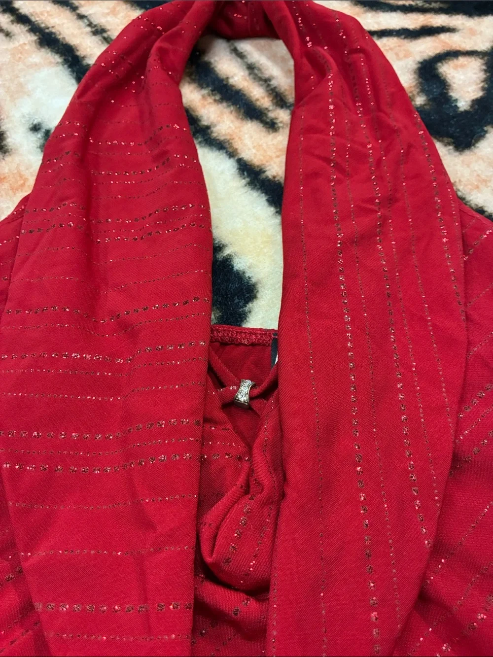 Red Glitter Halter Scarf Top - Vintage Circa 2002 or 2003